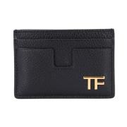 Zwarte Leren Kaarthouder Stijlvolle Portemonnee Tom Ford , Black , Her...