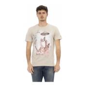 Heren Korte Mouw Ronde Hals T-Shirt Trussardi , Beige , Heren