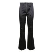 Satin Flare Broek Ganni , Black , Dames