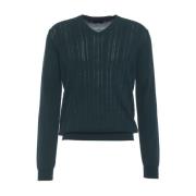 Groene V-hals Gebreide kleding Aw24 Roberto Collina , Green , Heren