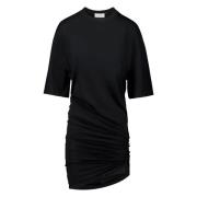 Zwarte minijurk met asymmetrische draperie Laneus , Black , Dames