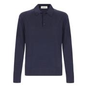 Lange mouw poloshirt in kasjmier wolmix Laneus , Blue , Heren