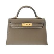 Pre-owned Leather handbags Hermès Vintage , Gray , Dames