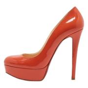 Pre-owned Leather heels Christian Louboutin Pre-owned , Orange , Dames