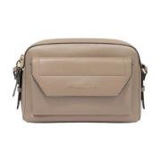 Beige Leren Cameratas met Voorvak Piquadro , Beige , Dames