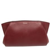 Pre-owned Leather clutches Cartier Vintage , Red , Dames