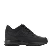 Zwarte Leren Sneakers met Gewatteerd Detail Hogan , Black , Heren