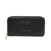 Pre-owned Leather wallets Chanel Vintage , Black , Dames