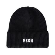 Zwarte Impact Beanie van wolmix Msgm , Black , Heren