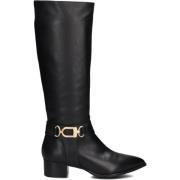 Elegante Zwarte Leren Hoge Laarzen Notre-v , Black , Dames