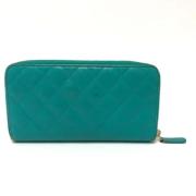 Pre-owned Leather wallets Chanel Vintage , Green , Dames