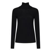 Zwarte Geribbelde Coltrui Sweater P.a.r.o.s.h. , Black , Dames