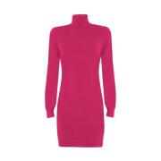 Fuchsia Viscose Gebreide Jurk YES ZEE , Pink , Dames