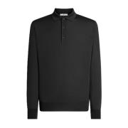 Zwarte polo met lange mouwen PT Torino , Black , Heren