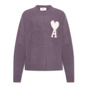 Wollen trui met logo Ami Paris , Purple , Heren