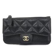 Pre-owned Leather wallets Chanel Vintage , Black , Dames