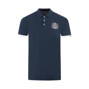 Katoenen poloshirt met contrastlogo Aquascutum , Blue , Heren