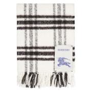 Frayed Hem Wool Check Scarf Burberry , White , Unisex