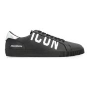 Lage leren sneakers met contrasterende hiel Dsquared2 , Black , Heren