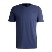 Blauw Katoenen T-shirt met Rubberen Logo Hugo Boss , Blue , Heren