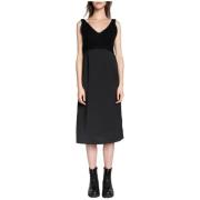 Mouwloze Midi Jurk met Gebreide Top Pinko , Black , Dames