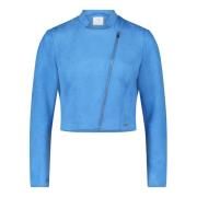 Stijlvolle Bikerjack met Opstaande Kraag Betty & Co , Blue , Dames