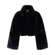 Zwarte Faux Fur Crop Jas Rotate Birger Christensen , Black , Dames