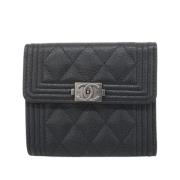 Pre-owned Leather wallets Chanel Vintage , Black , Dames