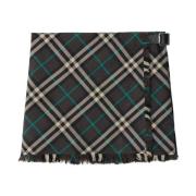 Geplooid Schotpatroon Leren Rok Burberry , Multicolor , Dames