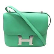 Pre-owned Leather shoulder-bags Hermès Vintage , Green , Dames