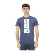 Korte Mouw Ronde Hals T-shirt Baldinini , Blue , Heren