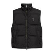 Donsvest met capuchon verborgen in kraag Ami Paris , Black , Heren