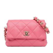 Pre-owned Leather shoulder-bags Chanel Vintage , Pink , Dames