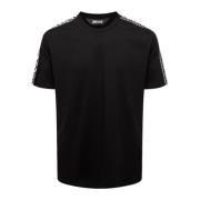 Zwarte Katoenen T-shirt met Logobanden Just Cavalli , Black , Heren