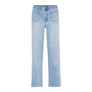 Flared Jeans Light Blue Washed Denim Kaffe , Blue , Dames