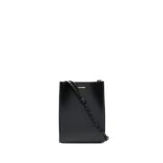 Zwarte leren crossbody tas met logoprint Jil Sander , Black , Dames