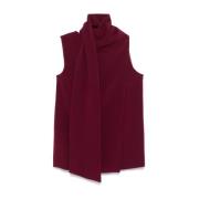 Bordeaux Rode Mouwloze Wrap Top Alberto Biani , Red , Dames