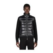 Gewatteerde Cardigan met Opstaande Kraag en Ritssluiting Moncler , Bla...