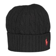 Geborduurde Zwarte Heren Beanie Hoed Ralph Lauren , Black , Heren