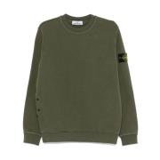 Diagonaal Fleece Trui Groen Mos Stone Island , Green , Heren