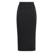 Polka-dot Zijden Pencil Rok Dolce & Gabbana , Black , Dames