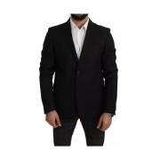 Zwarte wollen blazer Slim Fit Notch Dolce & Gabbana , Black , Heren