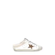 Witte leren muilezels met contrasterende neus Golden Goose , White , D...