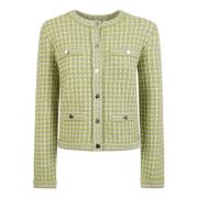 Jacquard Cardigan Sweaters Tory Burch , Green , Dames