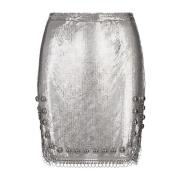 Mesh Zilveren Rok met Nieten Paco Rabanne , Gray , Dames