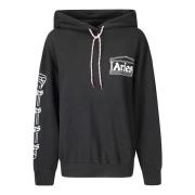 Katoenen sweatshirt met capuchon en logoprint Aries , Black , Heren