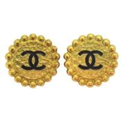 Pre-owned Metal earrings Chanel Vintage , Yellow , Dames