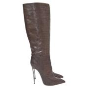 Pre-owned Leather boots Casadei Pre-owned , Brown , Dames