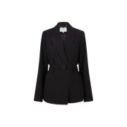 Zwarte Crepe Blazer met Schoudervullingen Dante 6 , Black , Dames