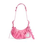 Gestudde Bubblegum Roze Crossbody Tas Balenciaga , Pink , Dames